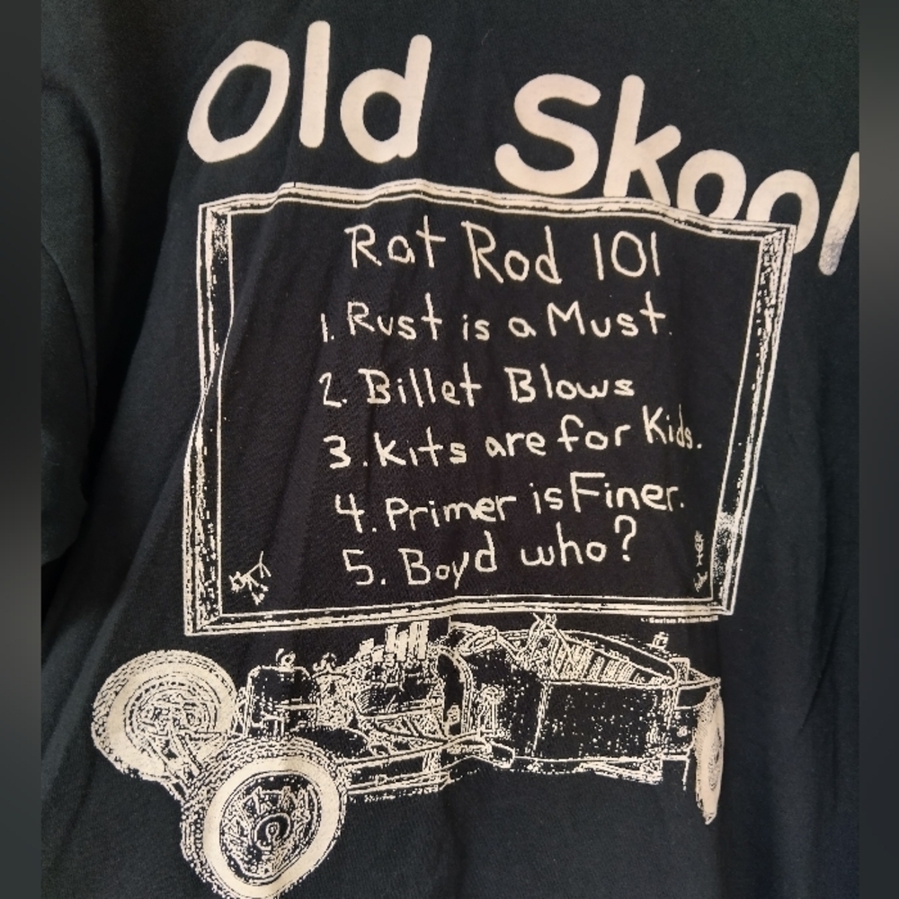 Men's Old Skool Rat Rod Black T Shirt Size XL Custom Cars Hot Rod